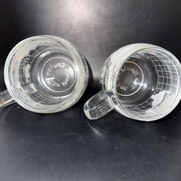 Vintage 1970’s  NESCAFE Glass World Globe Mugs/Cups Set Of 2 - Picture 4 of 4